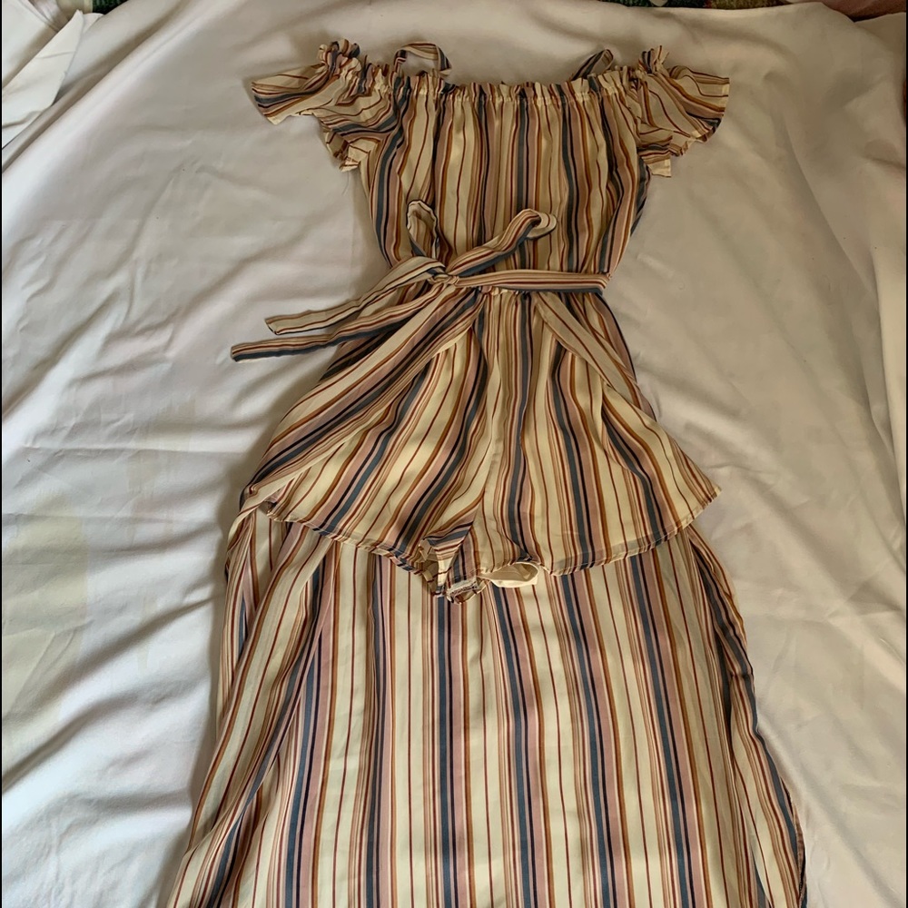 Striped Romper with Train